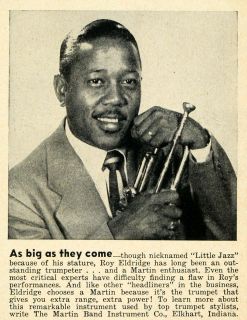 1952 Ad Martin Band Instrument Roy Eldridge Little Jazz   ORIGINAL