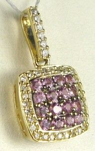 Designer Effy 14k Gold .75ctw Pink Sapphire & Diamond Pendant Retail $