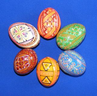 Wooden Ukrainian Pysanky Easter Painted Eggs