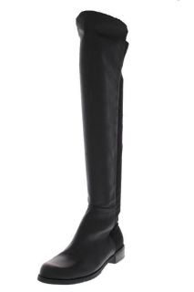 Report NEW Abbott Black Leather Stretch Pull On Over The Knee Boots