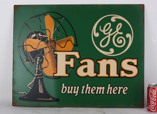 GE Fan Sign Brass Blade Electric Motor Ventilator Table Top New