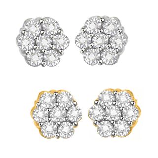  Diamond Sterling Silver Flower Stud Earrings for Men and Women