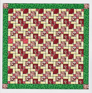Easy Quilt Kit Disappearing Nine Patch Floral Pink Mauve Fabric Ready