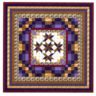 Easy Quilt Kit NinePatch Medallion Purple King Size Pre cut Ready To