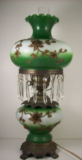 Gone With The Wind Electric Parlor Lamp Ormolu and Glass Prisms