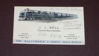  Terminal Superintendent 1941 J J Sell Business Card