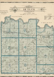 Butler Township; Scott County, Iowa Plat Map Showing Landowners
