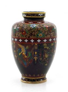 Ando Fenghuangs and Dragons Japanese Cloisonne Vase large photo