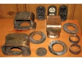 Lot of Antique Solid Brass Lew Electric Floor Monuments