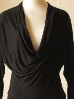 Anthropologie Deletta black silk jersey knit dolman sleeve cowlneck