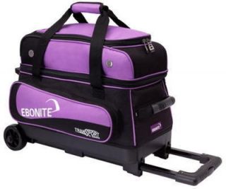 Ebonite 2 Ball Roller Bowling Bag with Wheels Purple