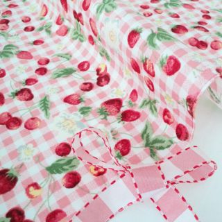 Dusty Pink Vintage Floral Strawberry Cotton Fabrics P M