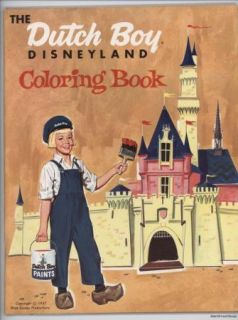 Dutch Boy Disneyland Coloring Book 1957 Unused Cond