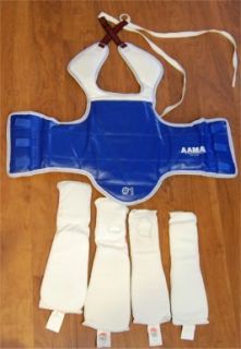 Tae Kwon Do Sparring Gear Rib Guard Shin and Elbow Pads Size 1