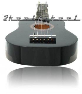 BLACK Steel String Acoustic Guitar kid age 1 5 child toy WOOD small