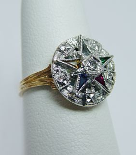 Fine Vintage Diamond Eastern Star Ring 14k White Gold Estate Jewelry