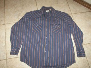 Mens Eli Cattleman Western Shirt with Pearl Snaps Size 17 35