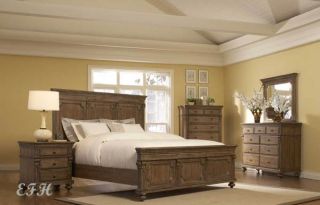 New 4pc Eastover Antique Brown Wood Panel Bedroom Set