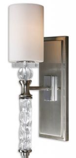 Electric Wall Light Sconce Modern Fixture Nickel Glass Shade Bright
