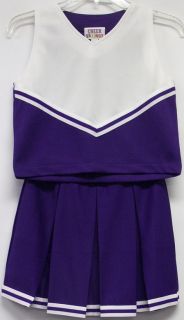Cheer Kids Motionwear Cheerleading Outfit Wht Purple M Front Pleated