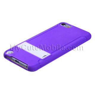 Apple iPod Touch 5G 5th Gen Case   Purple/White Gummy TPU Skin Cover w