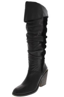Famous Catalog NEW Edina Black Leather Suede Knee High Boots Heels