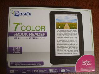 eBook Reader  Video Player Ematic EB105 4GB Flash Memory 7in Black