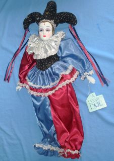 Dynasty Bisque Porcelain Maurice Harlequin Jester Doll