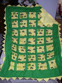 New Baby Quilt Made w John Deere Fabric Prairie Points