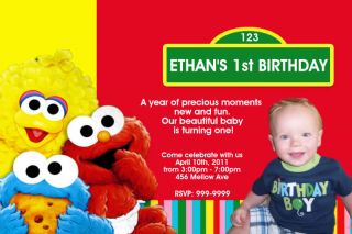 Elmo Sesame Street Birthday Baby Invitation First 1st