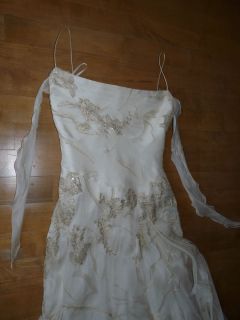 Elie Saab Antigoina Silk Chantilly Lace Gold Ivory Wedding Dress
