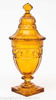 Bohemain Antique Amber Flashed Glass Covered Vase C1900