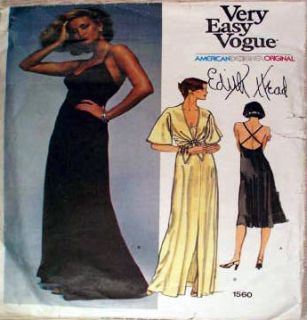Vintage Vogue Designer Pattern Edith Head Slinky Evening Dress Jacket