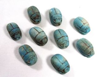 12 Egyptian Scarab Handmade Ceramic Stone Beads for Jewelry XS New