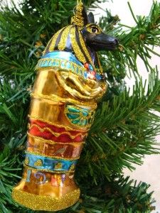 New Glass Gold Ancient Egyptian Anubis Jackal Headed God Christmas