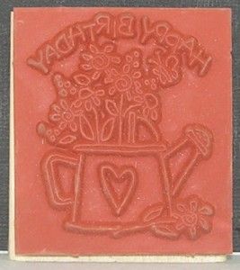 Flowers in Water Can Happy Birthday Saying Rubber Stamp Stampin Up