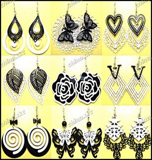  jewelry lots 5pairs Mix style Black & White Fashion earrings Hot sell