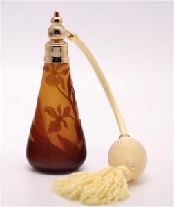 RARE Exquisite Antique Emile Galle Cameo Art Glass Perfume Atomizer
