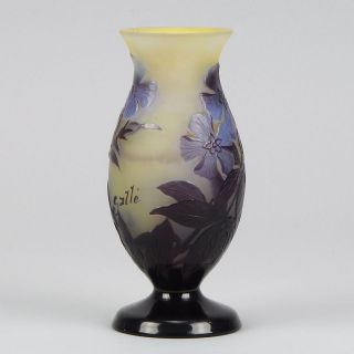 Authentic Certified Emile Galle Cameo Glass Vase
