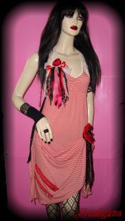 Gothic Victorian Emilie Red Stripe Tea Party Rag Doll Dress Halloween