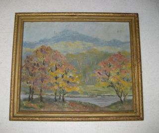 Fine Emilie Ruecker Listed Rhode Island School Autumn Fall Foliage Oil