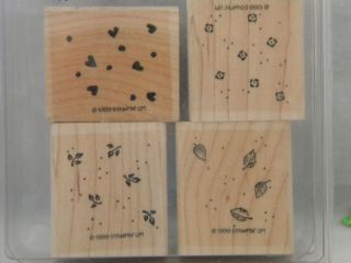 Stampin Up Petite Patterns 4 Mounted Rubber Stamp Set Leaves Heart