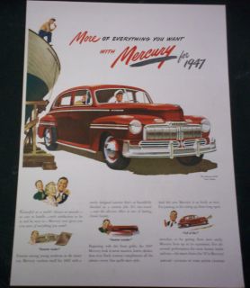  1947 Ad Mercury Full of Life Town Sedan Everything
