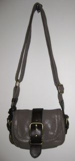 New Fossil Emory Grey Small Flap Leather Cross Body Shoulder Bag Key