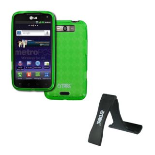 Empire Green Diamond Poly Case Cover Phone Stand for LG Connect 4G
