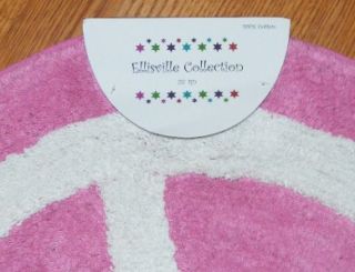 Ellisville Peace Sign Rug 25 Round Bath Accent Pink White 100 Cotton