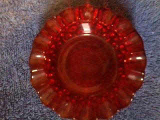 Ruby Red Hobnail Glass Ashtray