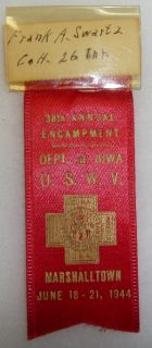 1944 spanish american war 38th iowa encampment badge scarce original