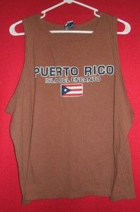 XL Puerto Rico Isla Del Encanto Mens Brown Cotton Sleeveless Tank T