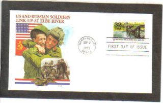  WAR II WW2 U S SOVIETS LINK UP ELBE RIVER 1945 FIRST DAY COVER FDC